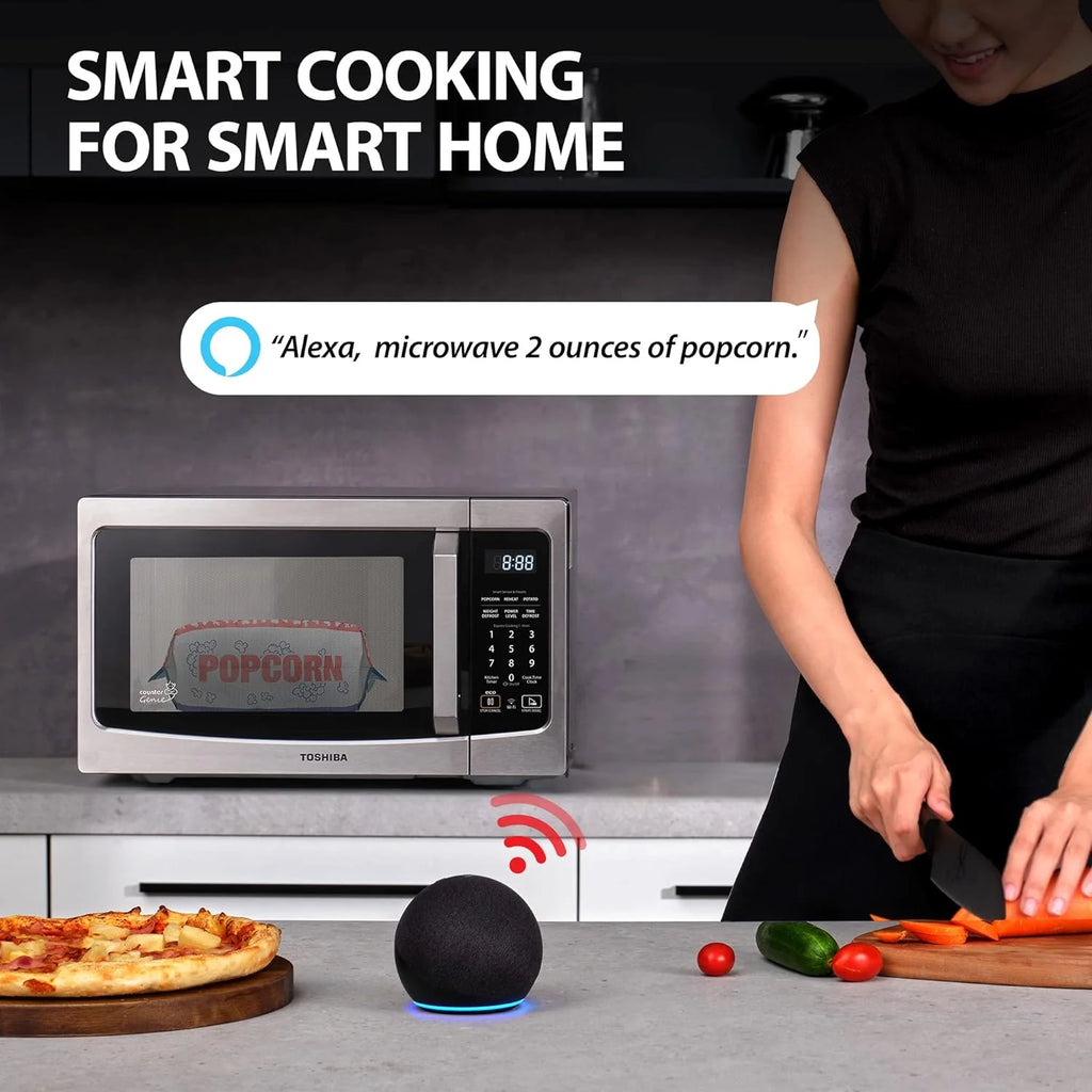 TOSHIBA 4-in-1 ML-EC42P(SS) Countertop Microwave Oven, Smart Sensor, Convection, Air Fryer Combo, Mute Function, Position Memory 13.6 Turntable, 1.5 Cu Ft, 1000W, Silver