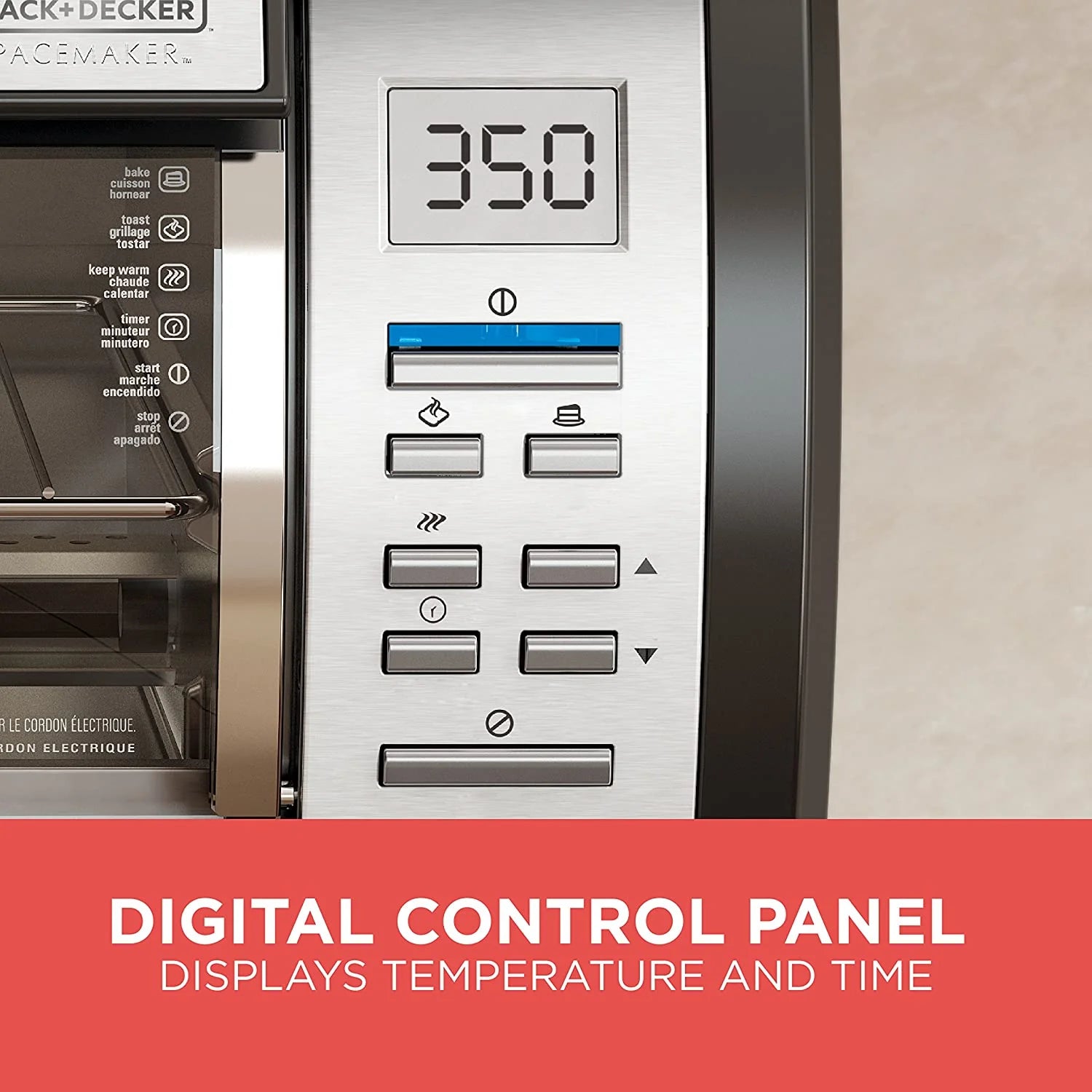 BLACK+DECKER SpaceMaker Under-Counter Toaster Oven, Digital Controls, Black/Stainless Steel, Fits 9?测?? Pizza, TROS1000D