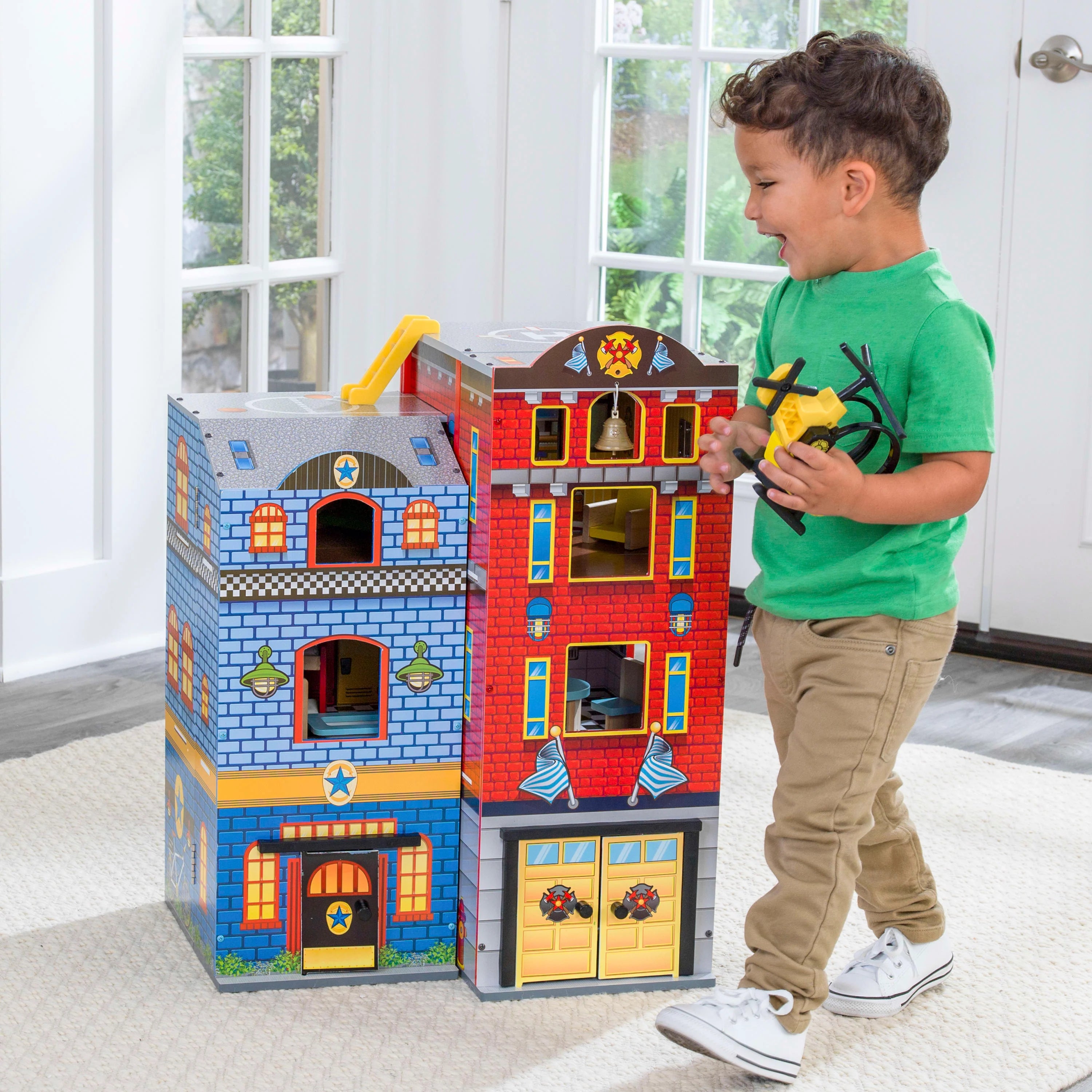 KidKraft Everyday Heroes Wooden Foldable Playset with 26 Pieces