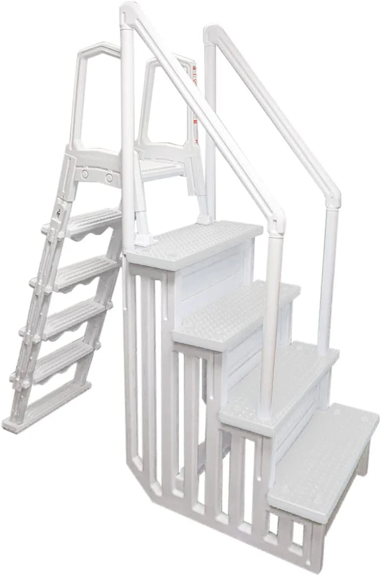 Select Anti-Slip in-Pool Steps | Gray | for Above Ground Swimming Pools | Can Mount to Decks 48 to 54 H | Safety Stairs Capacity Up to 300 lbs