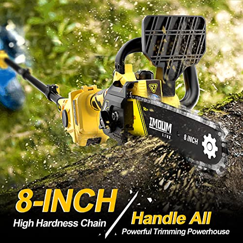 2-in-1 Brushless Pole Saw & Mini Chainsaw, IMOUMLIVE 8 Cutting Cordless Power Pole Saw for Wood Cutting, Trimming