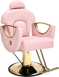 Artist Hand Salon Chair Reclining Barber Chair Oversized Hydraulic Pump Heavy Duty Hair Salon Chair 360 Degree Swivel Hair Chair for Hair Stylist, Beauty Spa Equipment Max Load 400 LBS, Black and Gold