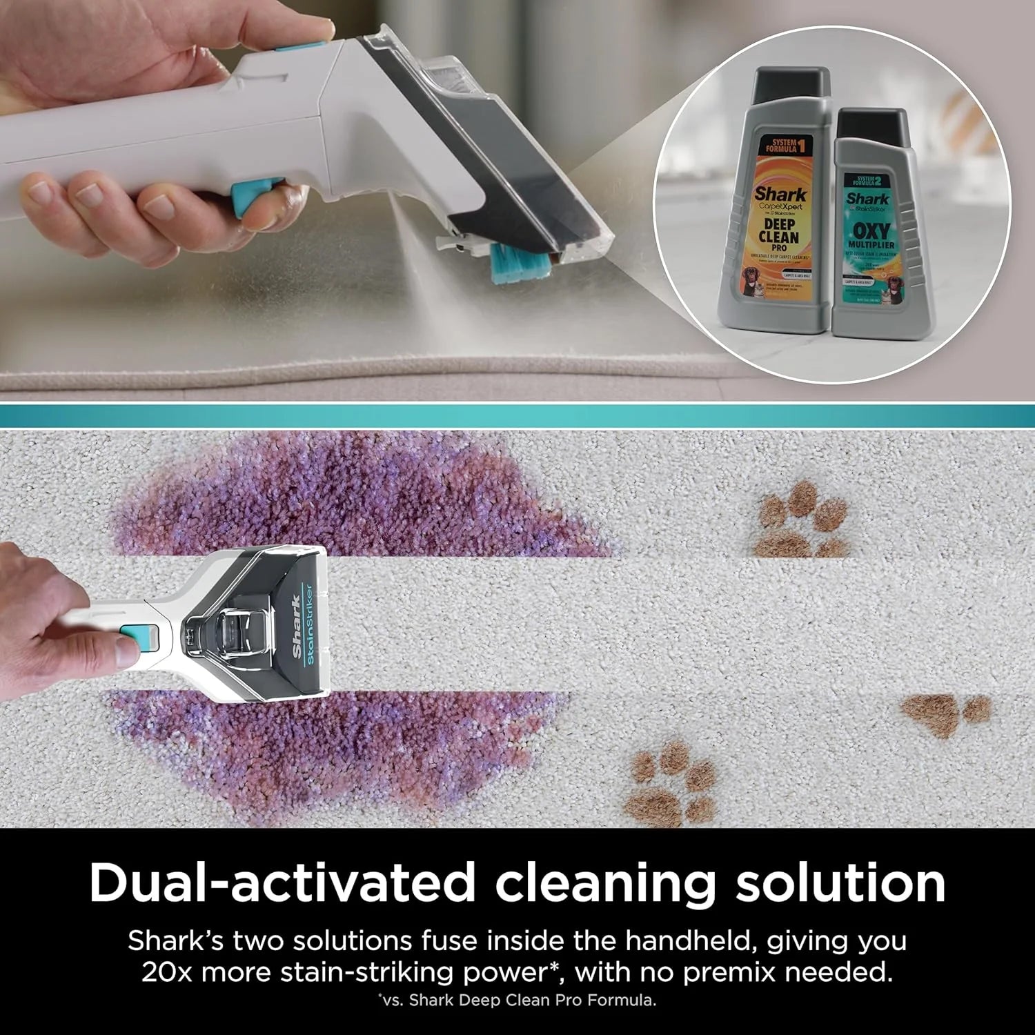 Shark CarpetXpert EX201 Carpet Cleaner, Cyan – Deep Cleaning with StainStriker, Perfect for Pets, Includes Spot & Stain Remover Tools