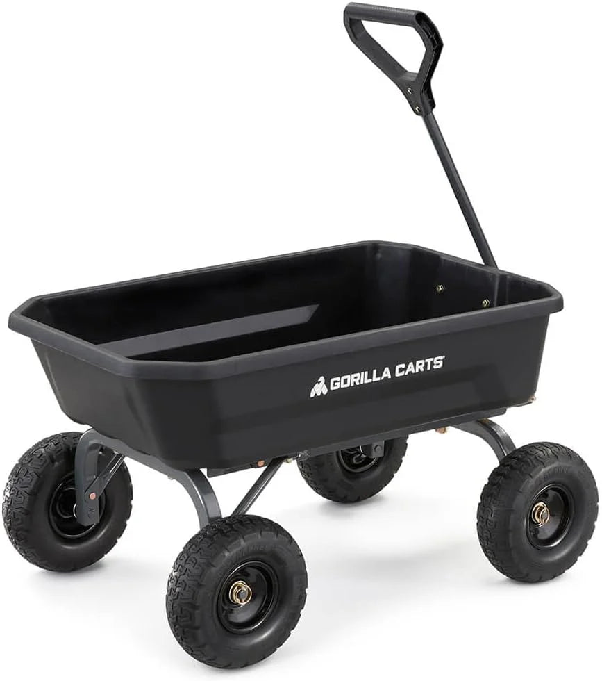 7GCG-NF Heavy-Duty Poly Dump Garden Cart with No-Flat Tires, 7 Cubic Feet, 1200-Pound Capacity, Black, Amazon Exclusive