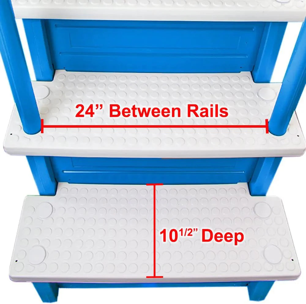 Select Anti-Slip in-Pool Steps | Gray | for Above Ground Swimming Pools | Can Mount to Decks 48 to 54 H | Safety Stairs Capacity Up to 300 lbs