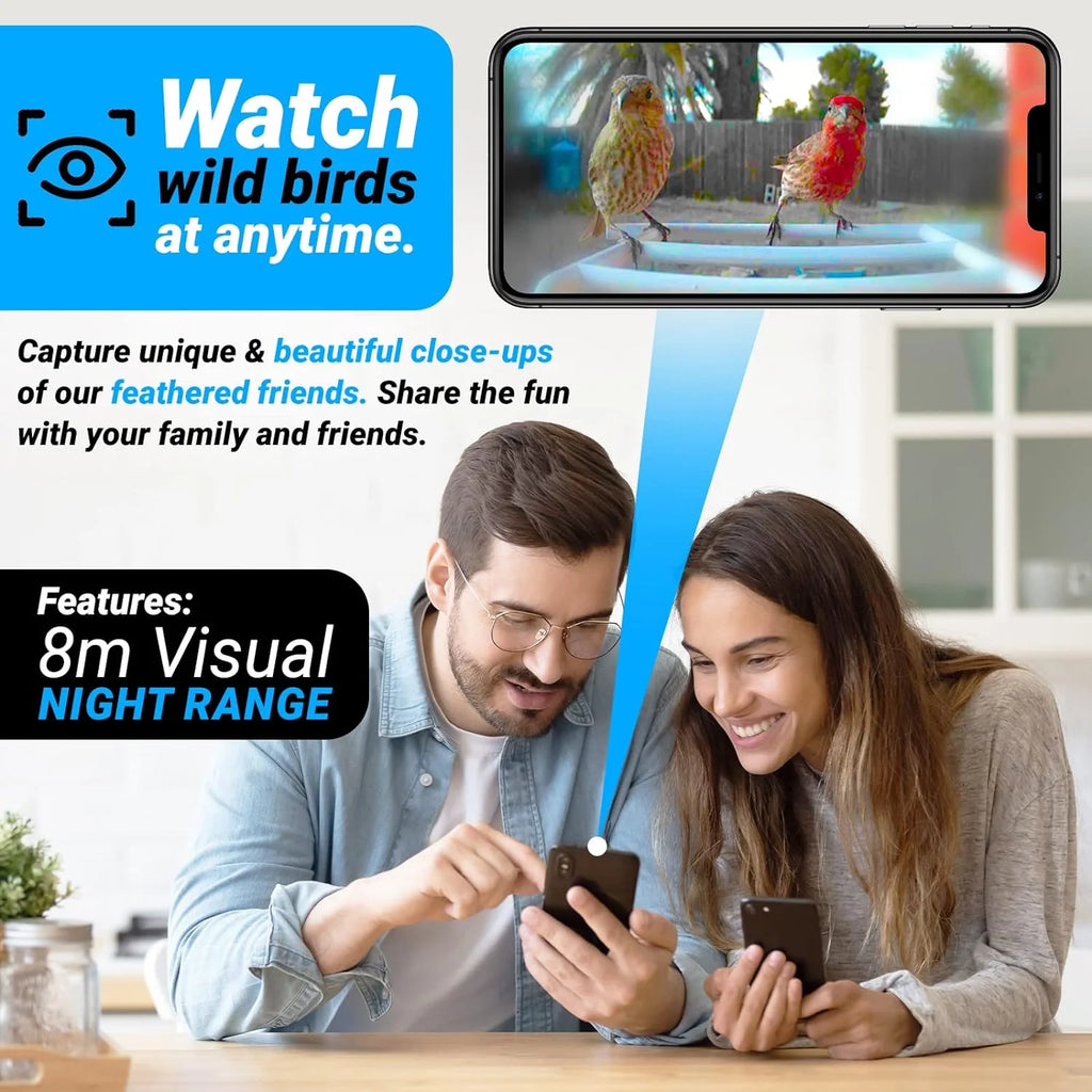 Smart Bird Feeder with 1080P HD Camera, Camera Bird Feeder Identify Bird Species with 2 Solar Panels, Video Bird Feeder with WiFi & Motion Detection, Smart Bird Feeders as Gifts(Light Blue)