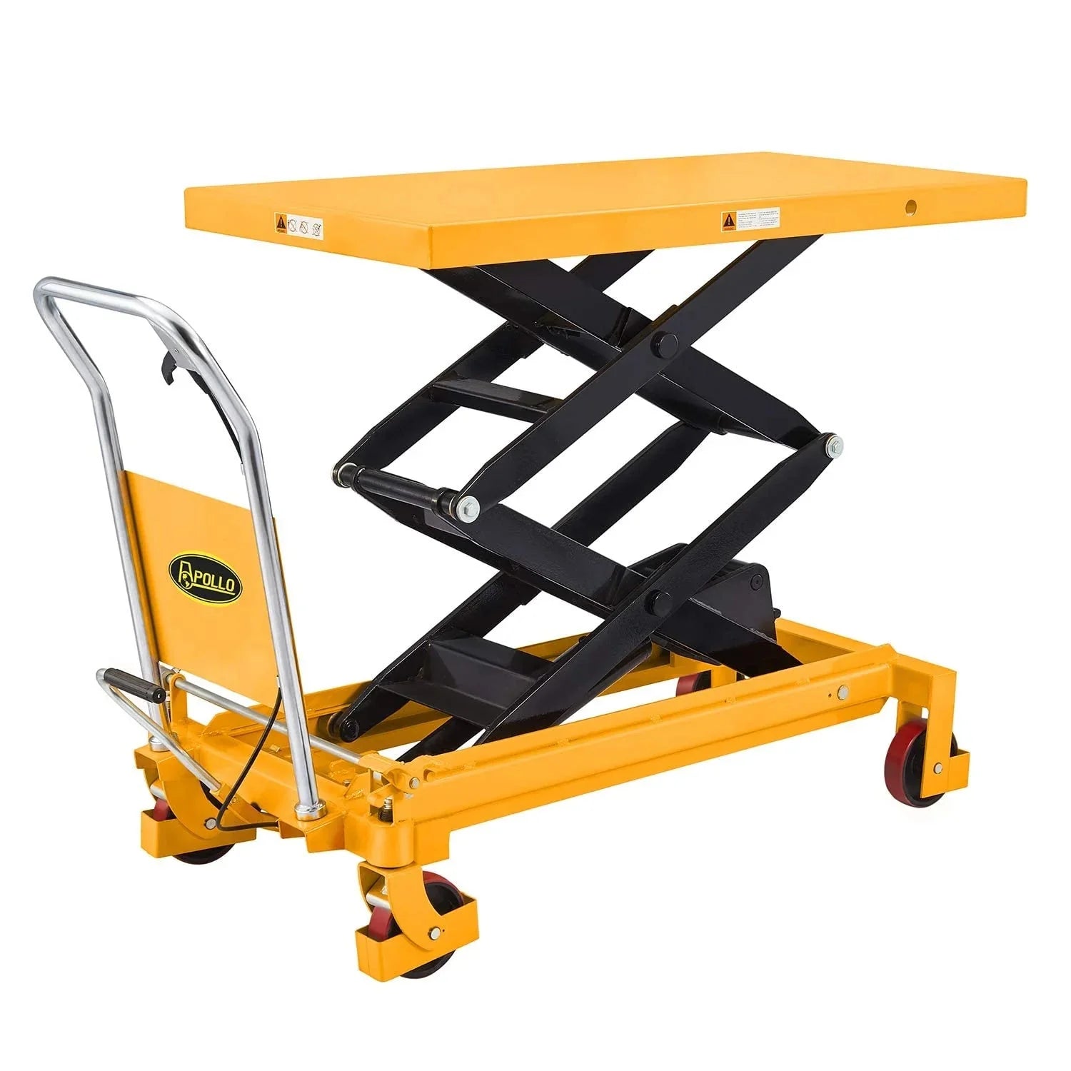 APOLLOLIFT Hydraulic Lift Table Cart – 770 lbs Capacity, 51 Max Height, Double Scissor Lift with Safety Guard & 4 Wheels