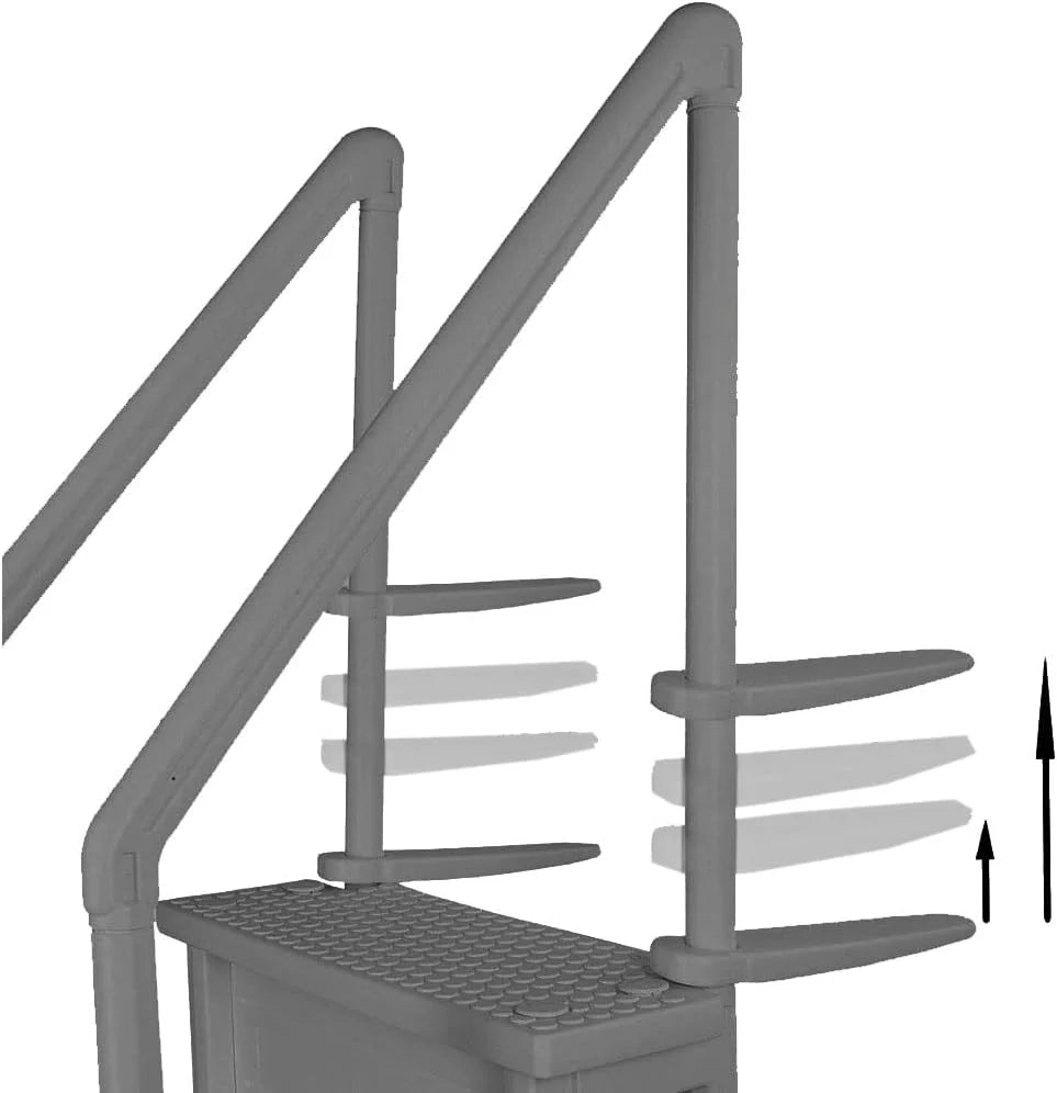 Select Anti-Slip in-Pool Steps | Gray | for Above Ground Swimming Pools | Can Mount to Decks 48 to 54 H | Safety Stairs Capacity Up to 300 lbs