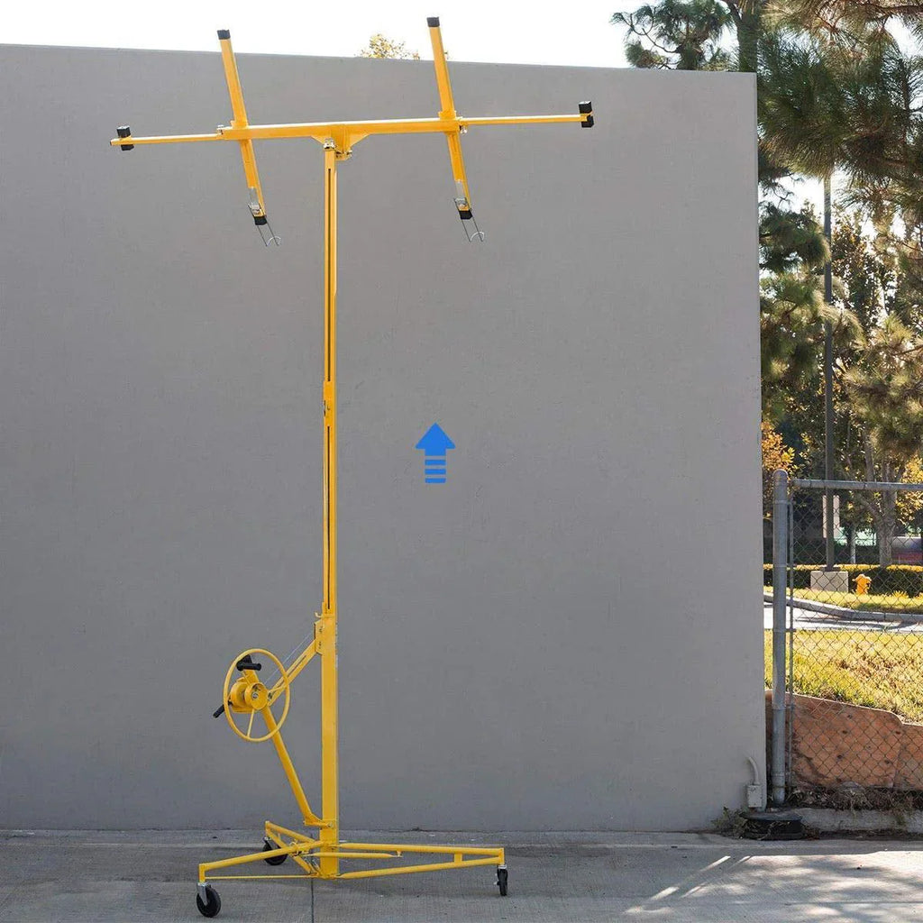 Drywall Lift 11' Yellow Rolling Sheetrock Panel Hoist Jack