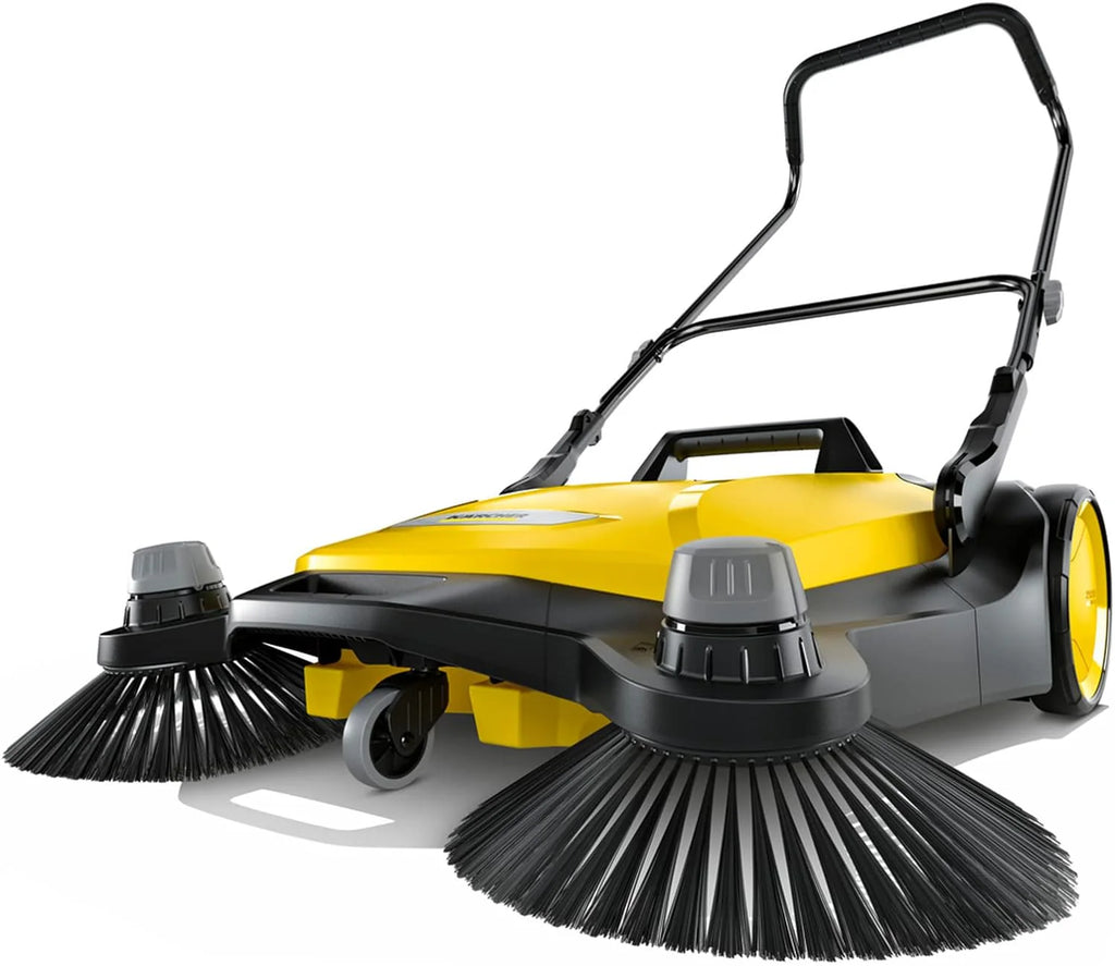 S 6 Twin Walk-Behind Outdoor Hand Push Floor Sweeper - 10 Gallon Capacity - 33.9 Sweeping Width - Sweeps up to 32,300 Square Feet/Hour