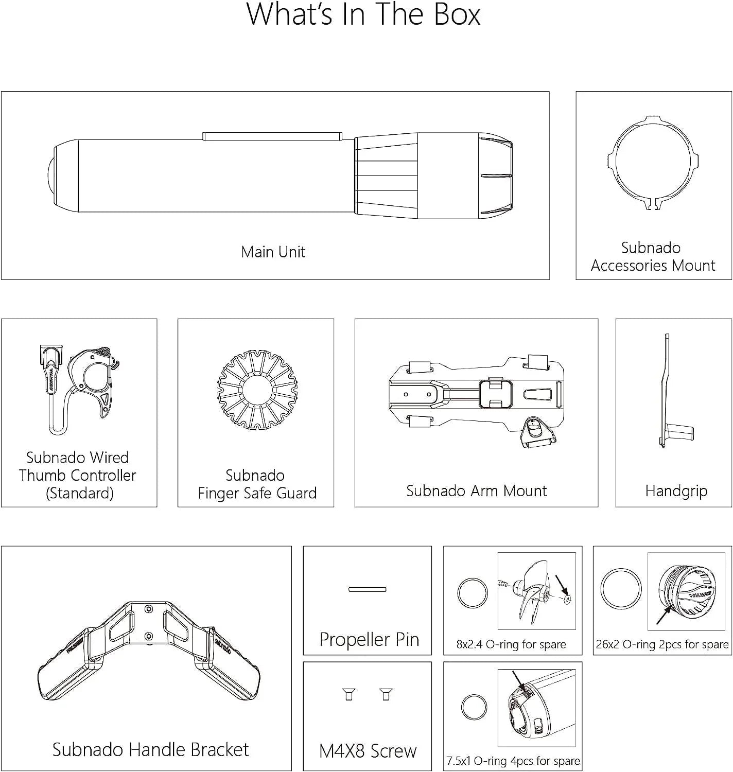 Subnado Twin Engine Handle Bracket+ Subnado Underwater Scooter 2 Packs with 2 handgrips, 2 Arm Mount Kits, 2 Accessories Mount Rings