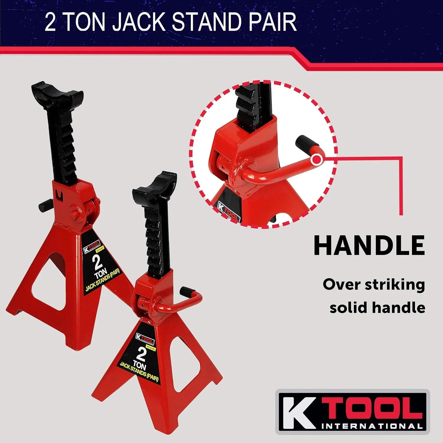 HD61222 22 Ton Automotive Jack Stands for Garages, Repair Shops, and DIY, Pin Style, V Shaped Saddle, Heavy Duty Steel Frame, Adjustable Height 11.825- 19.725, Black/Blue, Pair