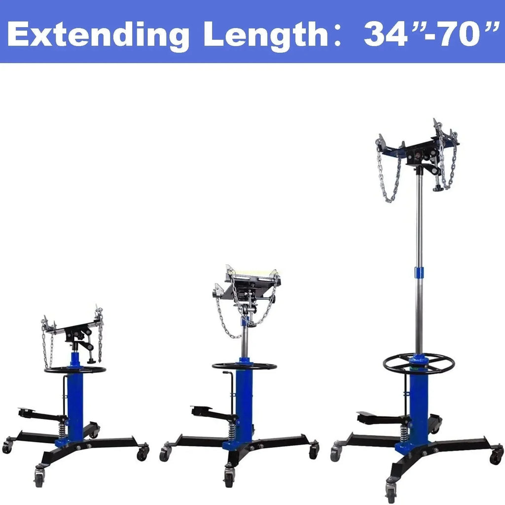 1660 Pounds Hydraulic Car Transmission Jack Vertical Lift with 360 Swivel Wheel Pedal ,Blue,33-70(0.75Ton)
