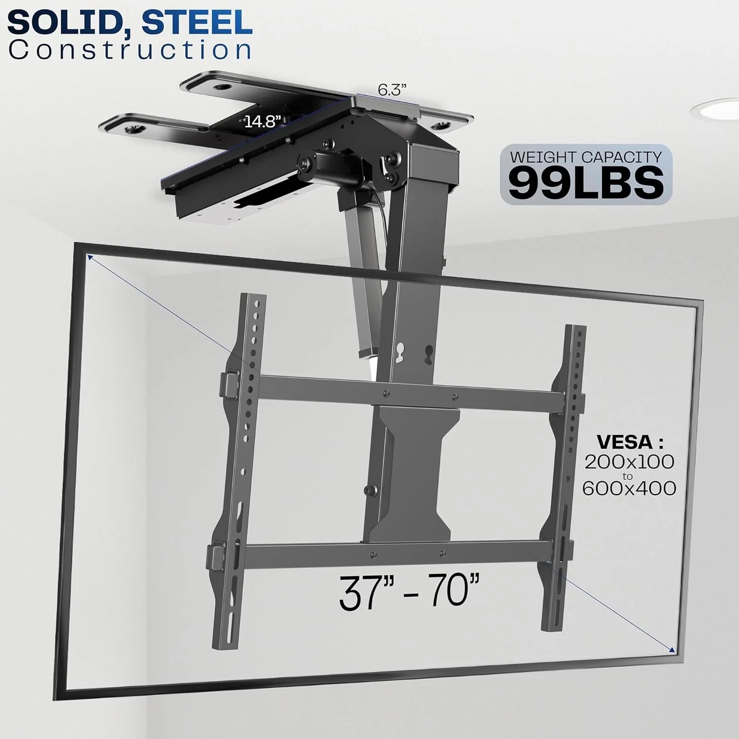 VIVO Electric Ceiling TV Mount, 37–70, Motorized, App Control, Black