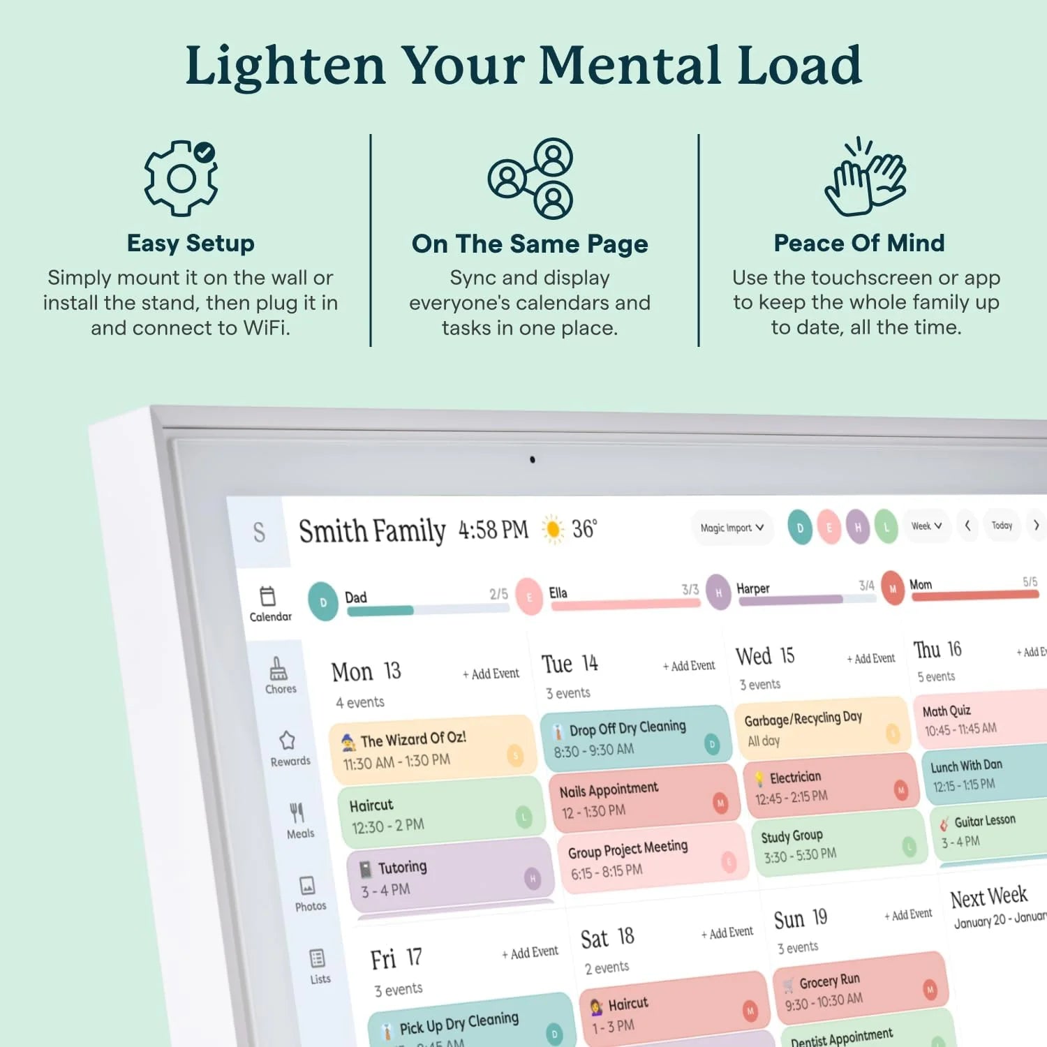 Skylight 15 Digital Calendar & Chore Chart, Wall Mount