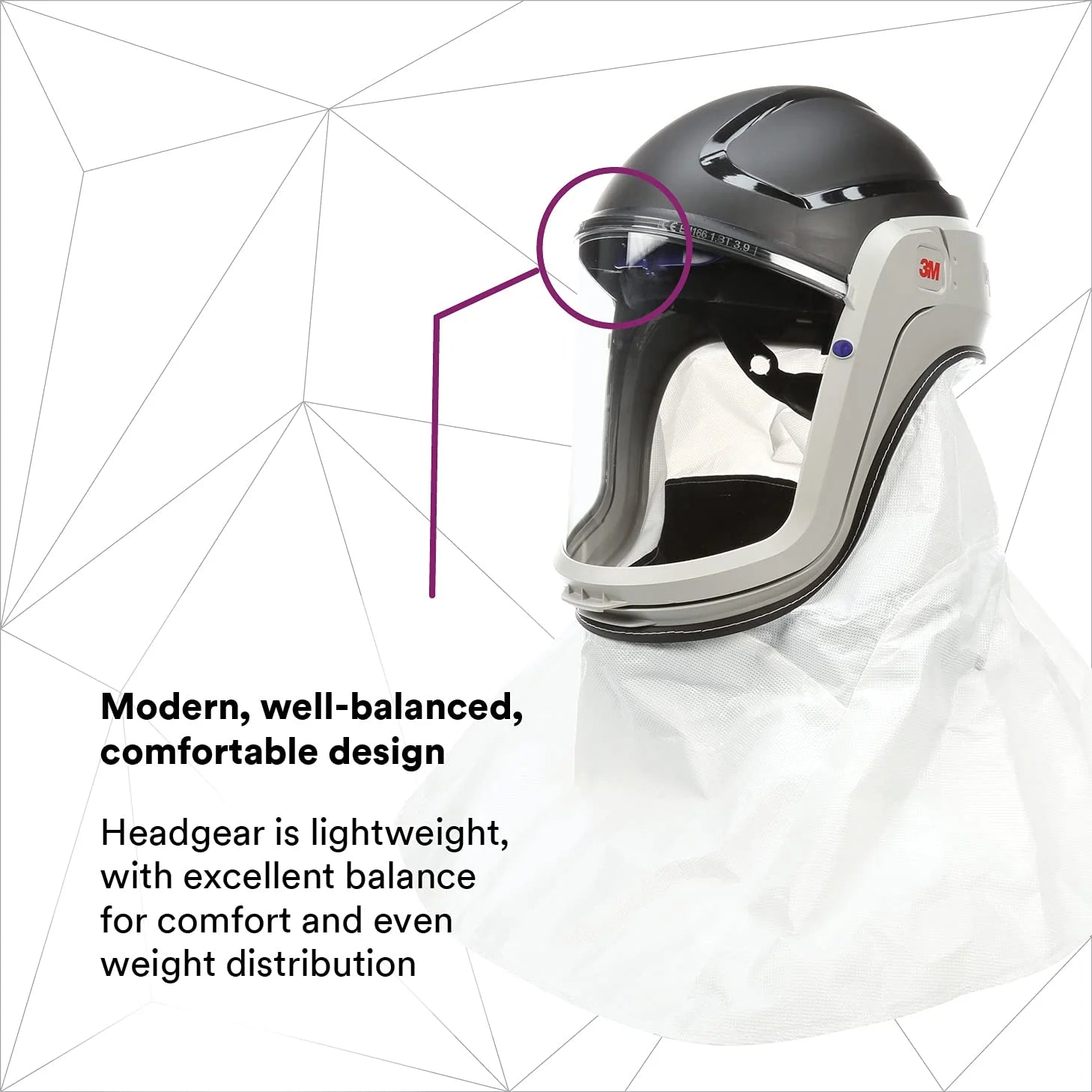 Helmet M-405, For Powered Air Purifying Respirators, Standard Polycarbonate Visor and General Purpose Shroud, 1/Case