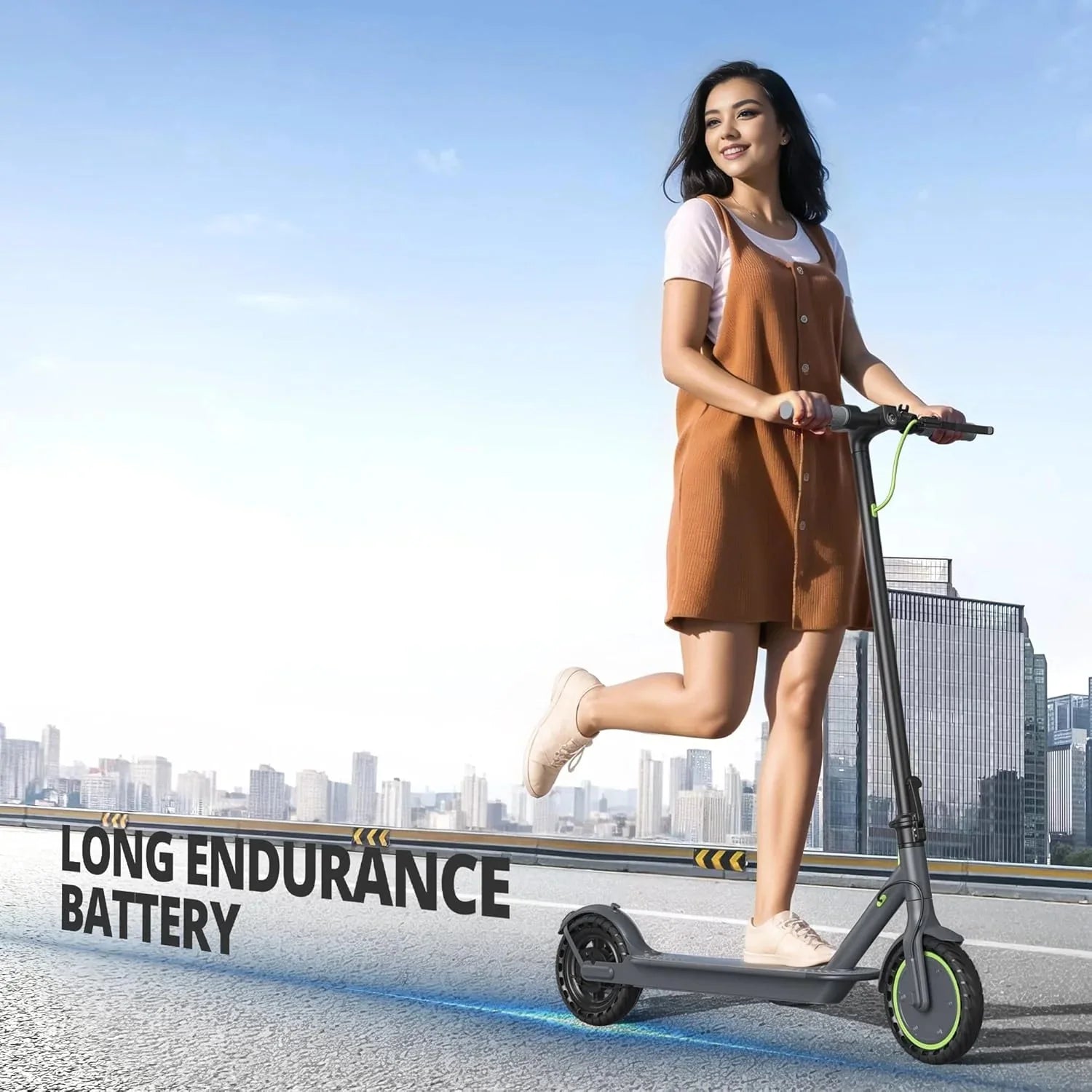 Electric Scooter - 8.5 Solid Tires, 350W Motor, Up to 19 MPH and 21-23 Miles Long-Range Portable Foldable Commuting Scooter for Adults with Double Braking System and App