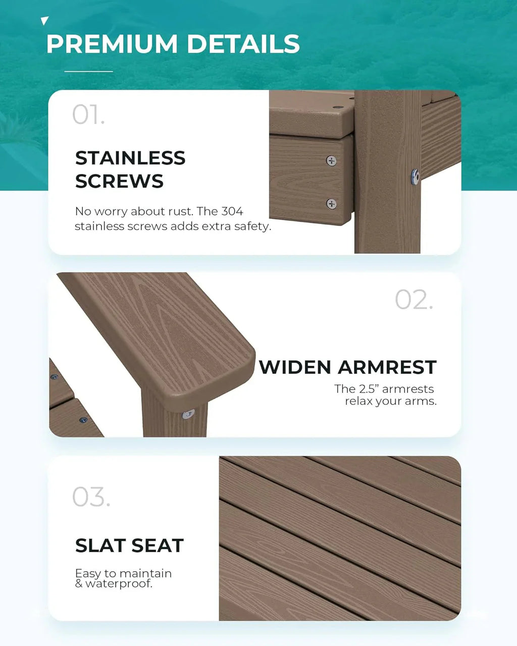 SERWALL 7-Piece Patio Table Set, Outdoor HDPE Dining Furniture with Umbrella Hole, All Weather Table and Chairs for Lawn, Garden, Poolside, Aruba
