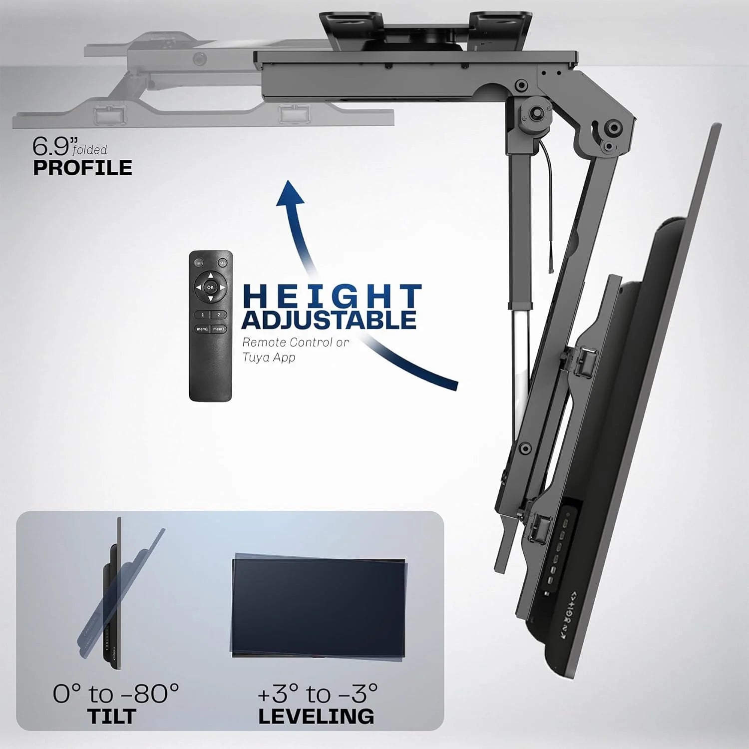 VIVO Electric Ceiling TV Mount, 37 70, Motorized, App Control, Black