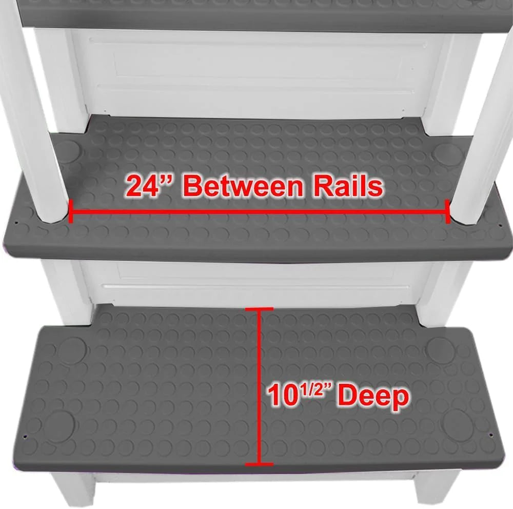 Select Anti-Slip in-Pool Steps | Gray | for Above Ground Swimming Pools | Can Mount to Decks 48 to 54 H | Safety Stairs Capacity Up to 300 lbs
