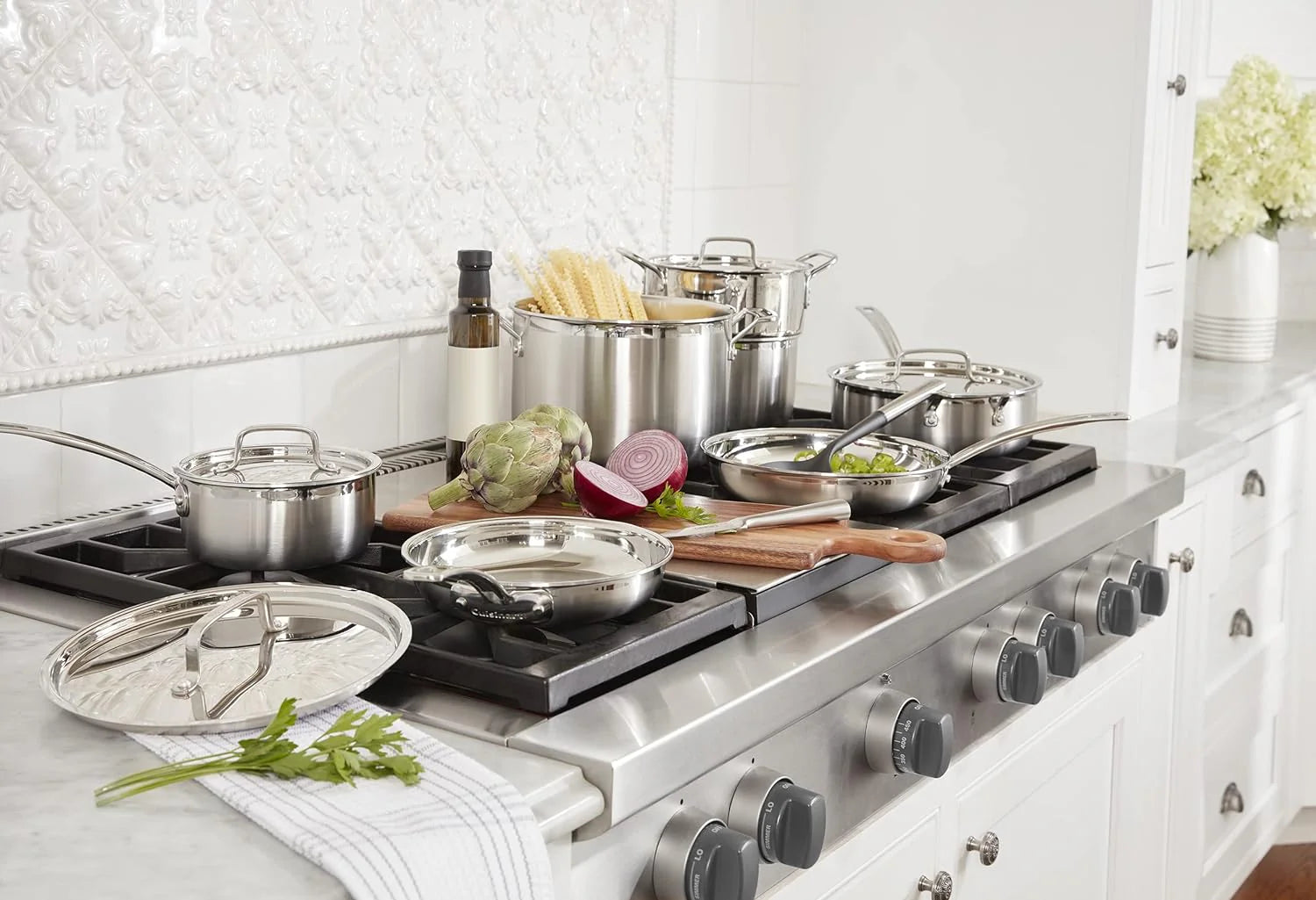 MultiClad Pro Stainless-Steel Cookware 13-Piece Cookware Set, Silver
