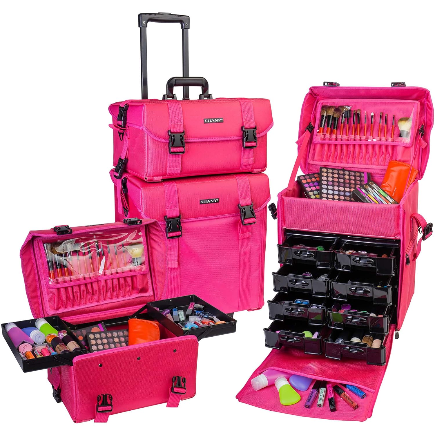 Jet Black Vinyl Cosmetic Case Travel Bag