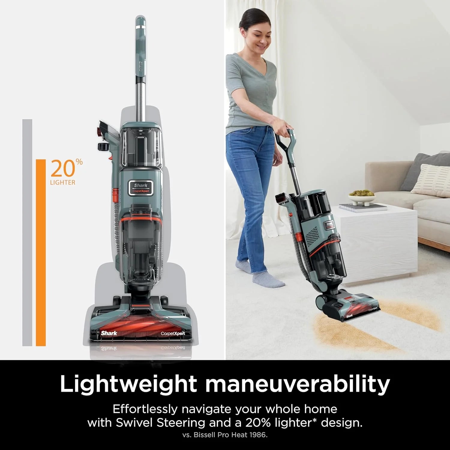 Shark CarpetXpert EX201 Carpet Cleaner, Cyan – Deep Cleaning with StainStriker, Perfect for Pets, Includes Spot & Stain Remover Tools