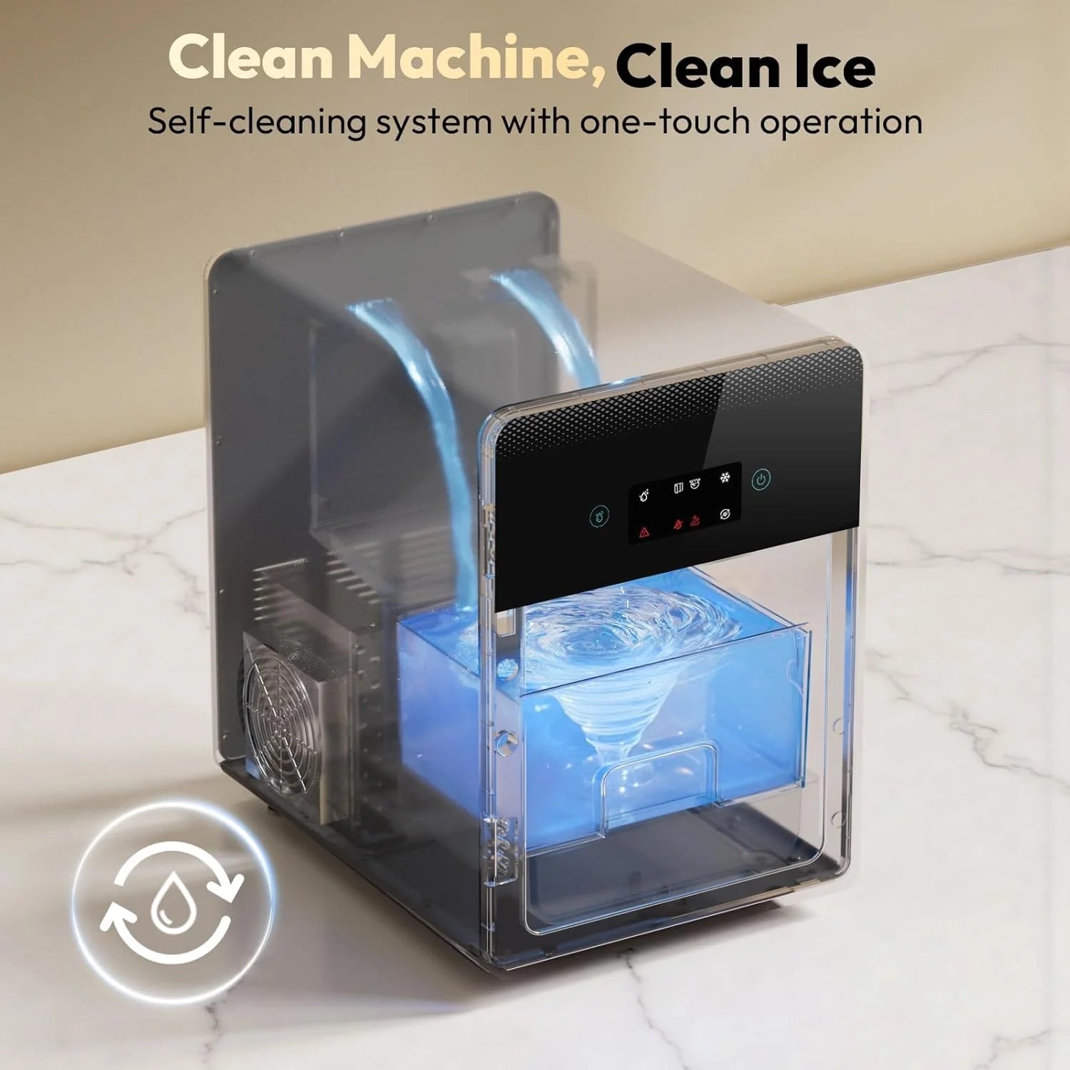Clear Ice Ball Maker 2 4 Spheres 144/Day LCD Self-Cleaning