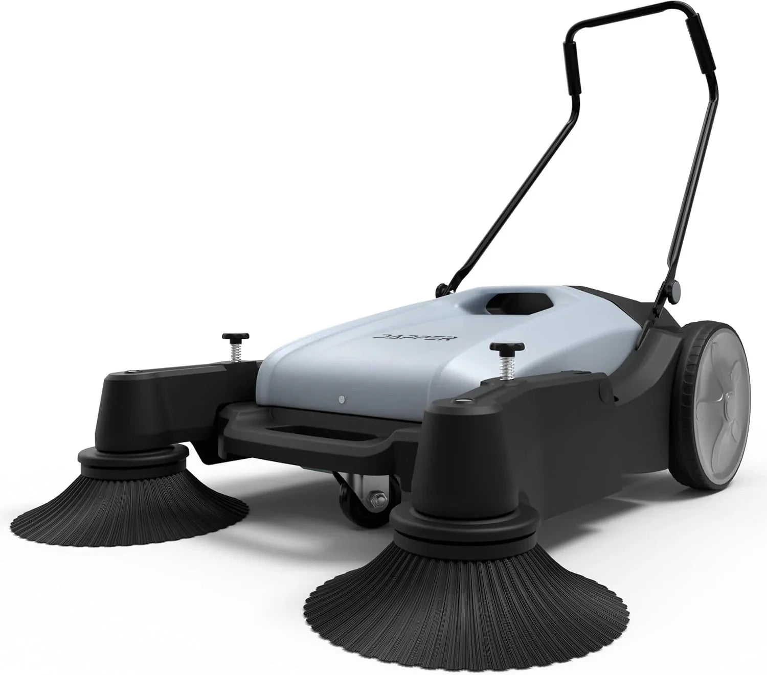 Walk-Behind Outdoor Hand Push Floor Sweeper - 5.25 Gallon Capacity - 25.5 Sweeping Width - Sweeps up to 27,900 ft2 / Hour, Grey