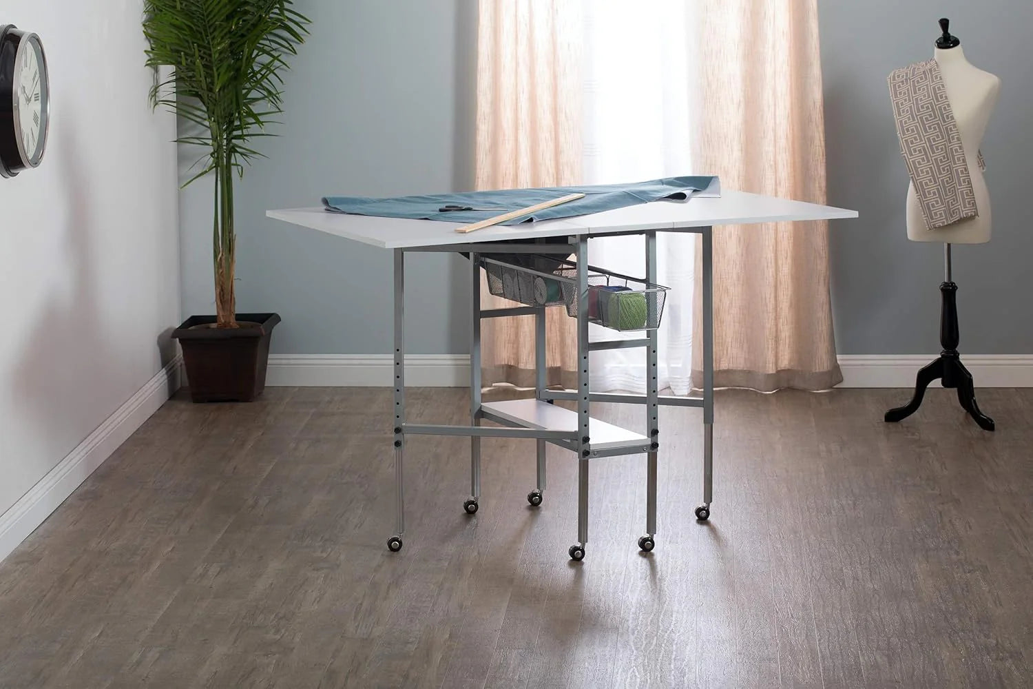 Sew Ready Hobby Cutting Table, 58.75x36.5, White/Silver