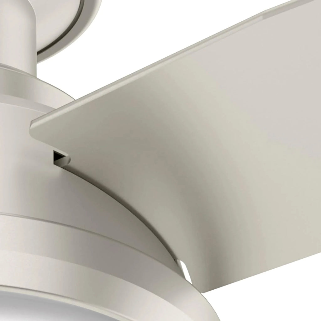 Hunter Fan Company Dempsey Low Profile Indoor / Outdoor Ceiling Fan with LED Light and Remote Control, 44, Matte Nickel