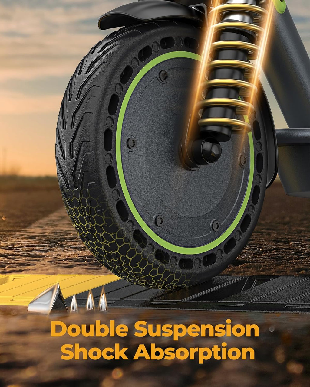 Electric Scooter - 8.5 Solid Tires, 350W Motor, Up to 19 MPH and 21-23 Miles Long-Range Portable Foldable Commuting Scooter for Adults with Double Braking System and App
