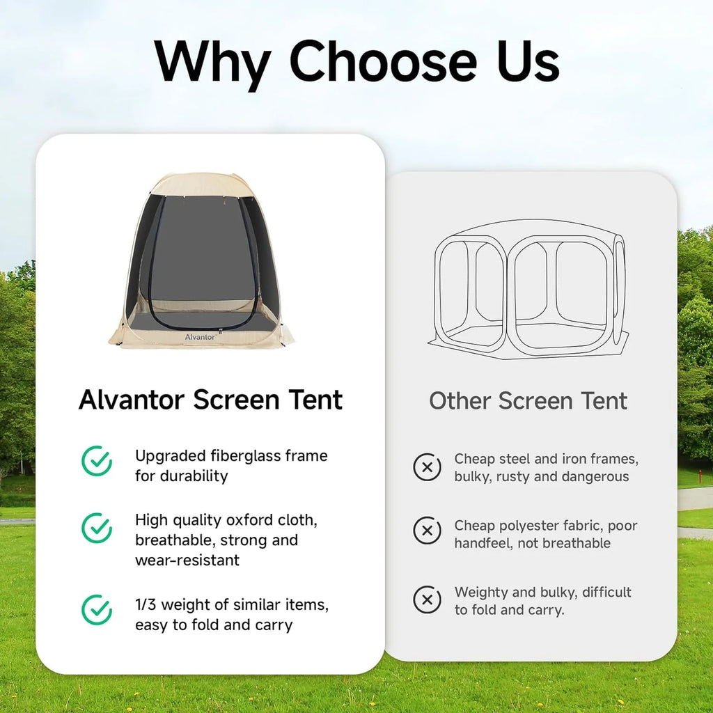Screen House Room Camping Tent Outdoor Canopy Pop Up Sun Shade Shelter 8 Mesh Walls Not Waterproof Beige 12'x12' Patent Pending