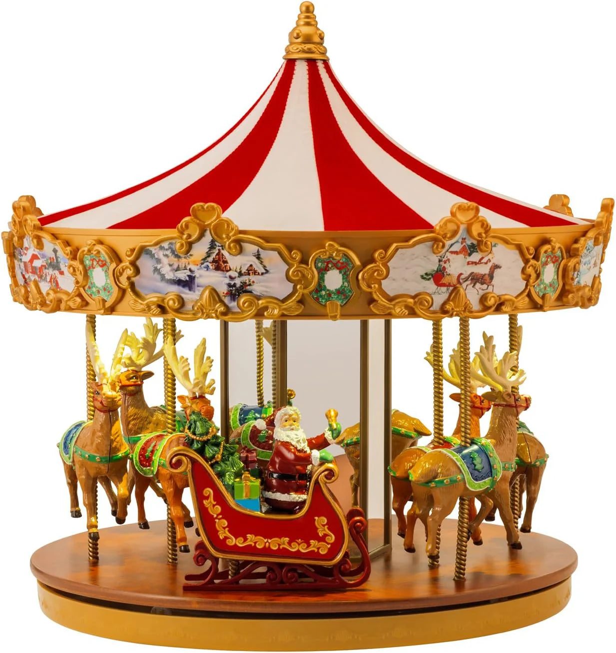 World's Fair Ferris Wheel Musical Animation Indoor Christmas Decor, 15, Gold & Very Merry Carousel Musical Animation Indoor Christmas Decor, 12, Red