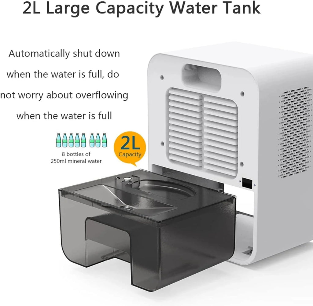 Bedroom Dehumidifier 2.2L Water Tank with Hygrometer RGB LED Light