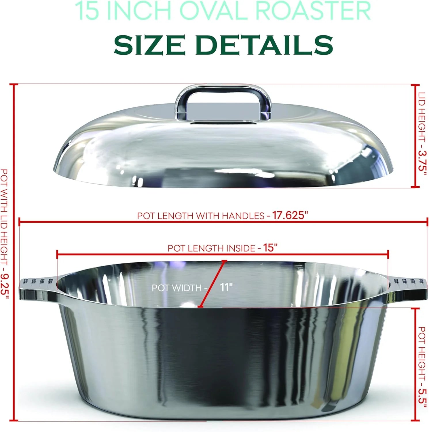 Cast Aluminum Dutch Oven - 8 Quart - Oval Dutch Oven Pot with Lid for Families and Parties - Lightweight Cajun Cookware with Ideal Heat Distribution - Oval Roaster Pan with Lid (13 Inch)