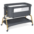 Rocking Bassinet Bedside Sleeper, Adjustable Height, Portable with Wheels, Includes Comfy Mattress, for Newborns