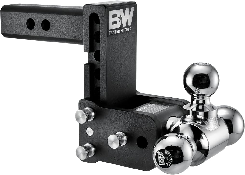 Tow & Stow Adjustable Trailer Hitch Ball Mount - Fits 2 Receiver, Tri-Ball (1-7/8 x 2 x 2-5/16), 5 Drop, 10,000 GTW - TS10048B