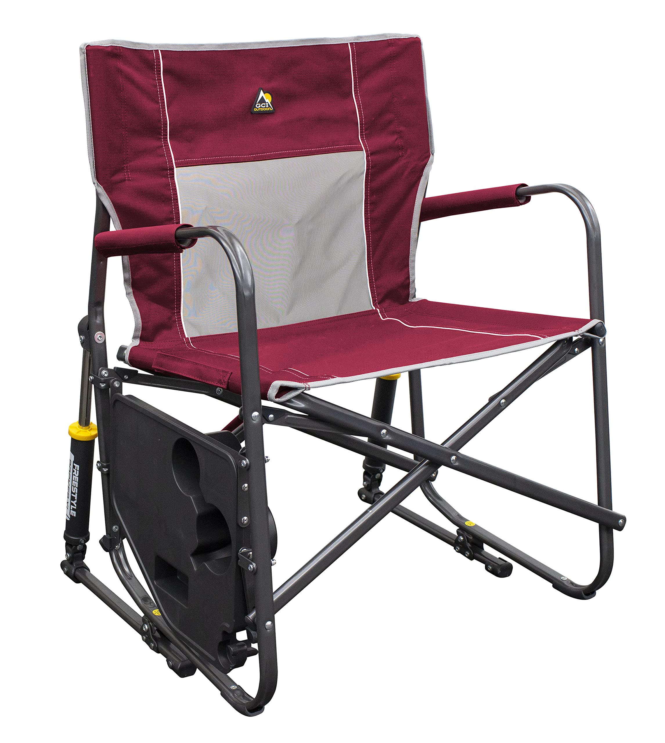GCI Outdoor Freestyle Rocker XL Folding Rocking Chair with Side Table, Supports 250 lbs, Portable for Camping