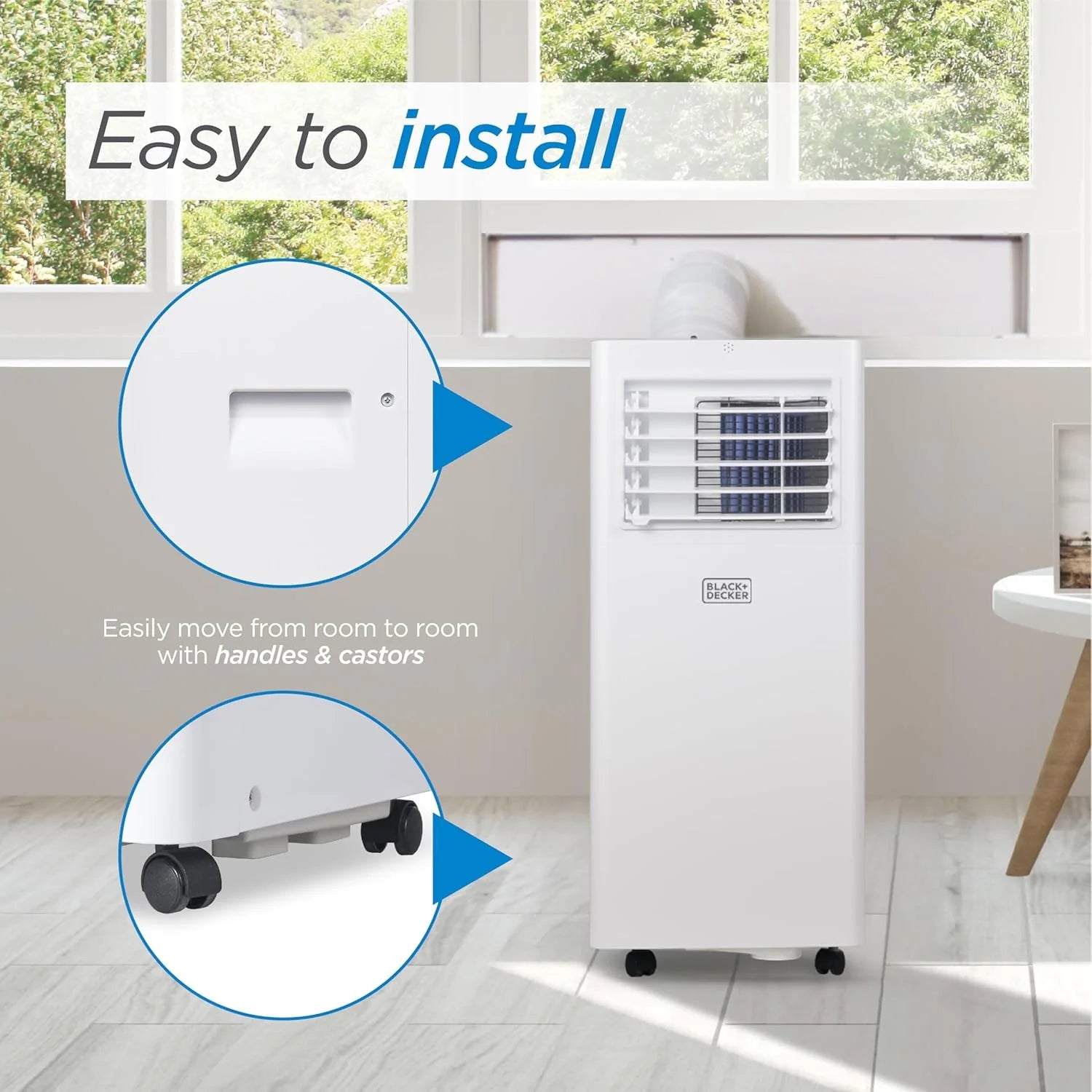 BLACK+DECKER 10,000 BTU Portable Air Conditioner for Rooms up to 450 Sq. Ft. with Remote – White