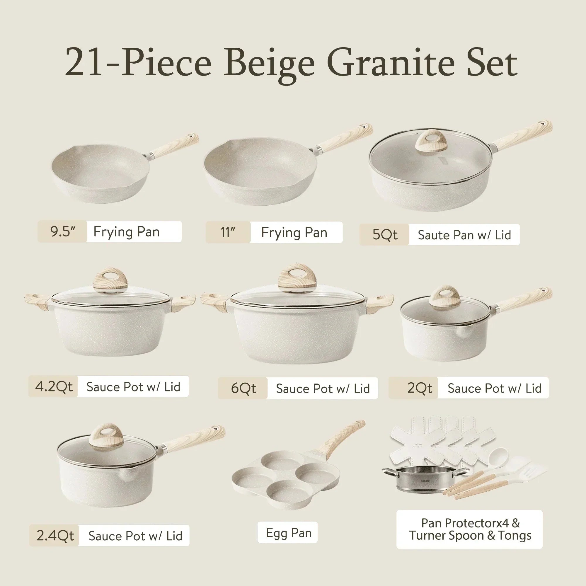 Carote Induction Kitchen Cookware Sets