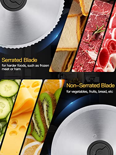 Meat Slicer, 200W Electric Food Slicer with Two Removable 7.5Stainless Steel Blades