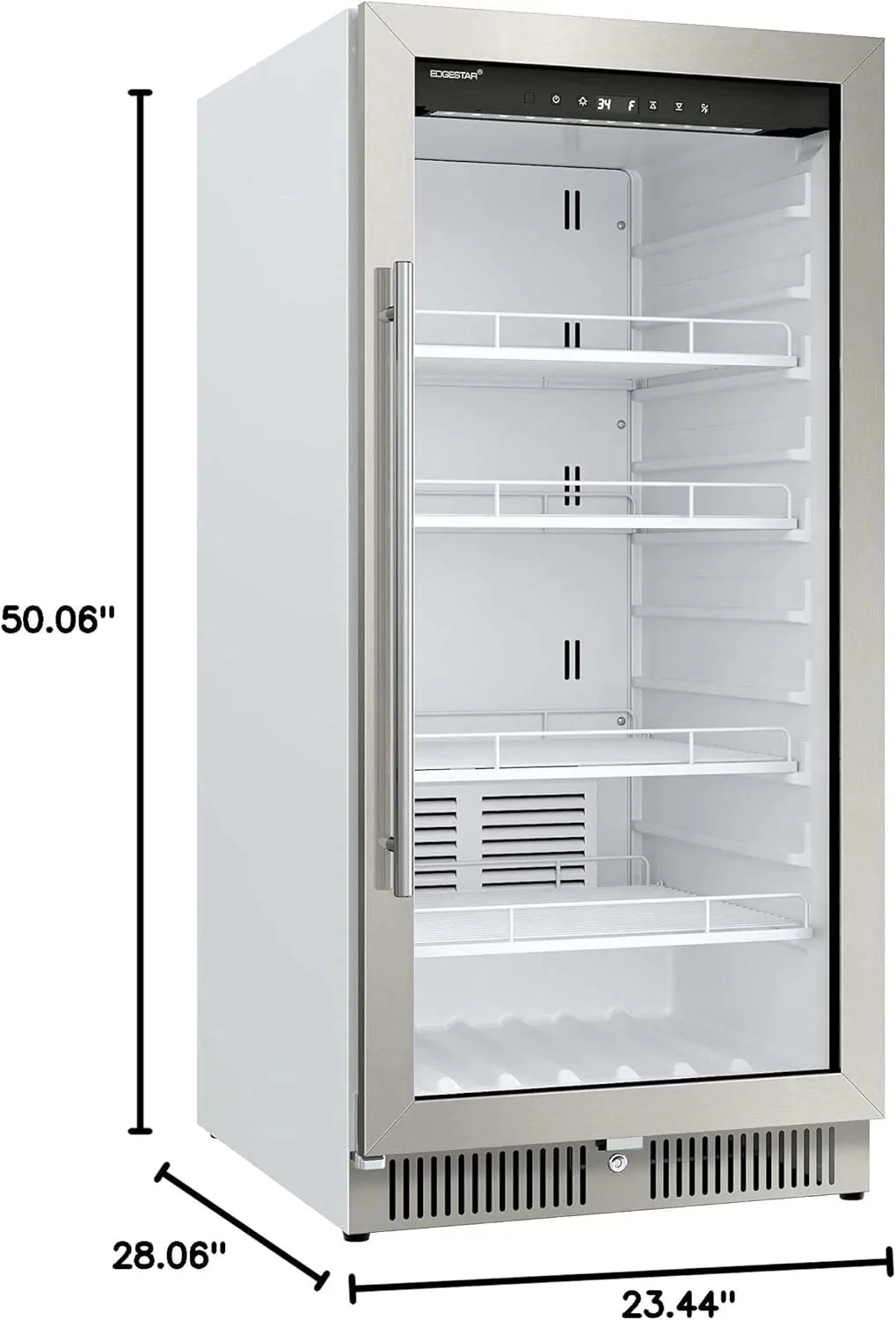 EdgeStar VBM101 22 Wide 10.1 Cu. Ft. Commercial Beverage Merchandiser – Stainless Steel, Temp Alarm, Reversible Door