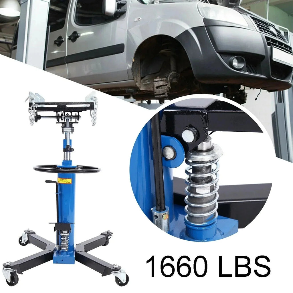 1660 Pounds Hydraulic Car Transmission Jack Vertical Lift with 360 Swivel Wheel Pedal ,Blue,33-70(0.75Ton)