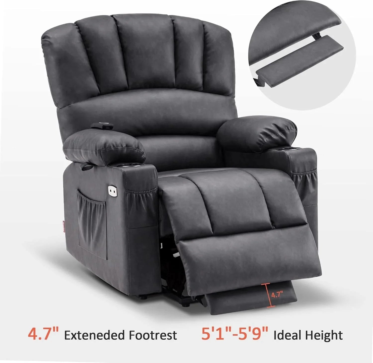 Heated Lift Recliner for Seniors with USB & Cup Holders
