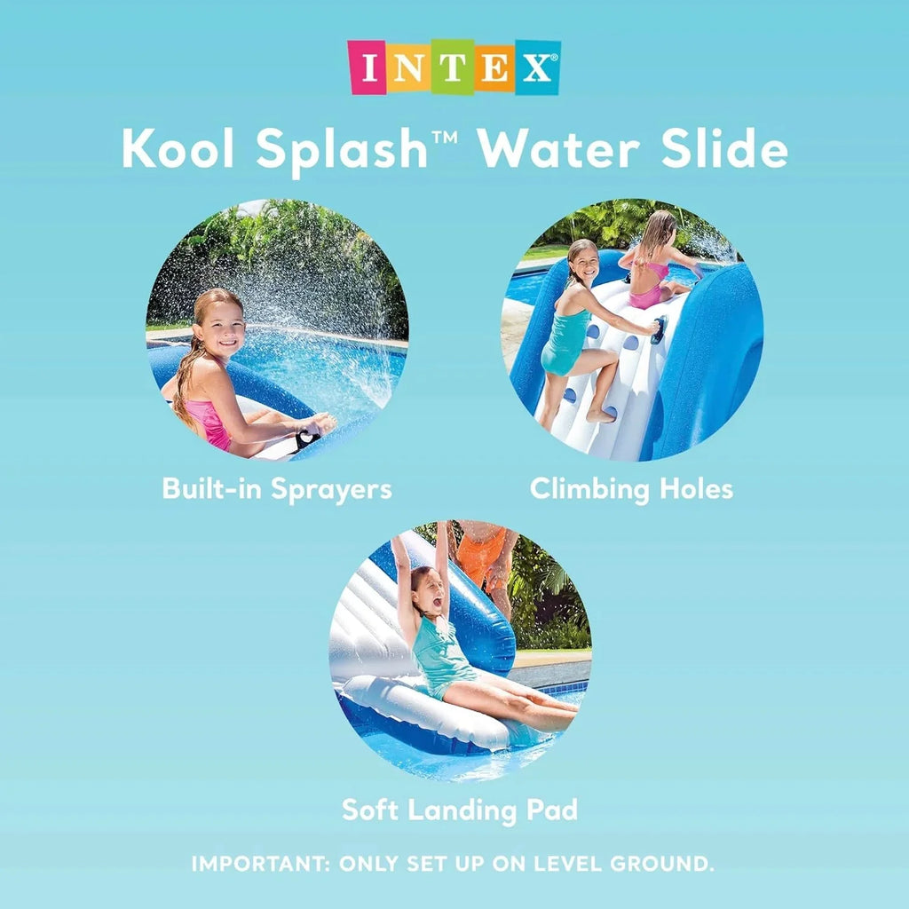 Intex Kool Splash Inflatable Water Slide Swimming Pool Play Center with Built in Sprayers for Kids and Adults, Ages 6 and Up, Blue