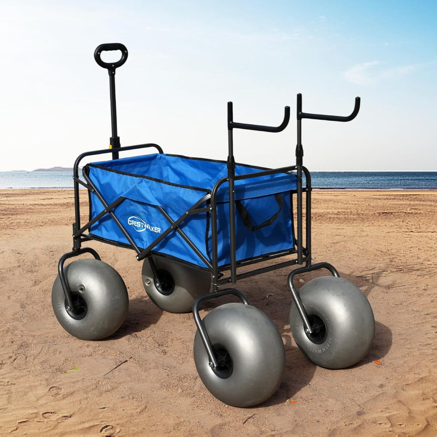 Beach Cart with 13 Balloon Wheels, Chair Racks & Pump Included