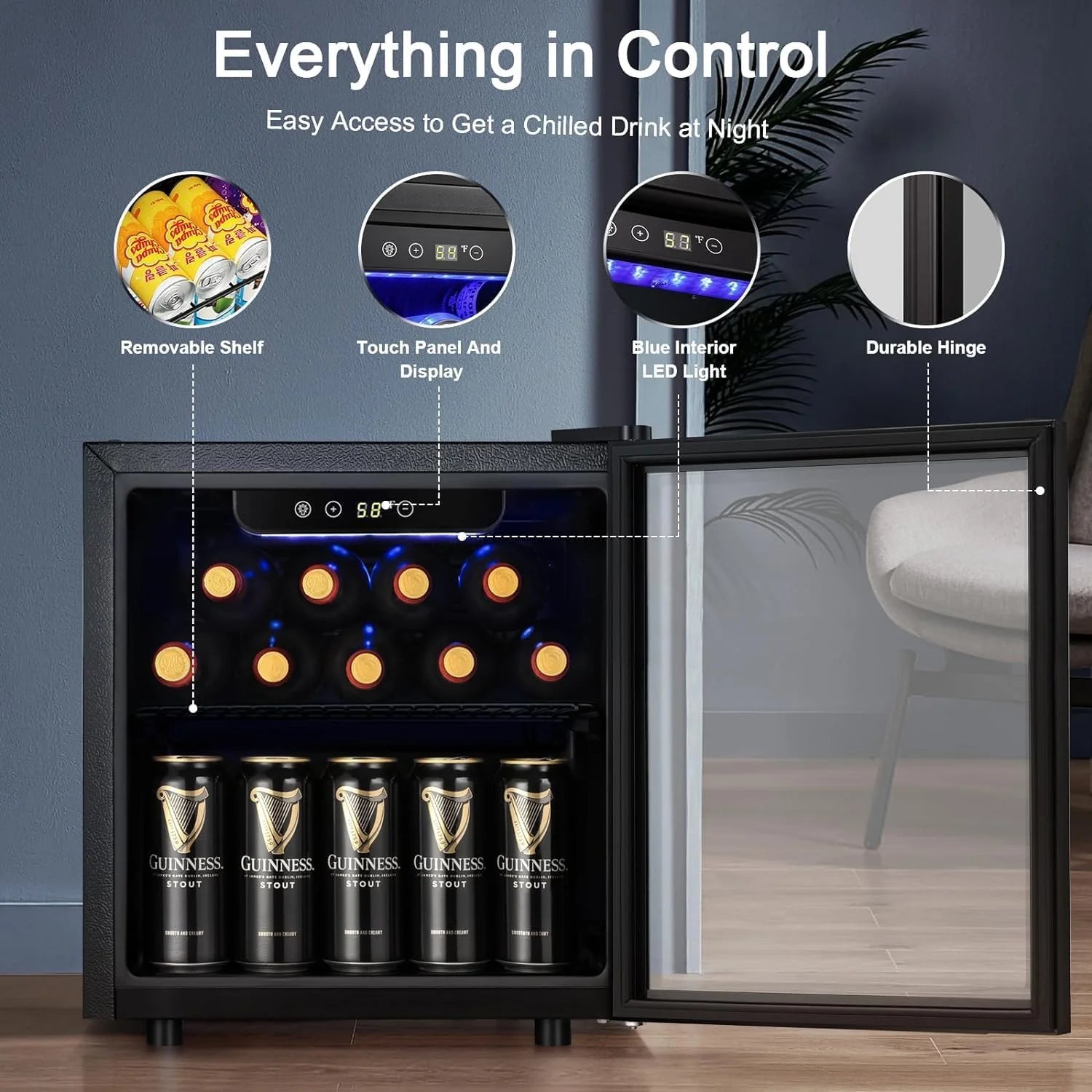 Antarctic Star 36 Bottle Wine Cooler/Cabinet BeverageRefrigerator Small Mini Wine Cellar Beer Soda Bar Fridge Quiet Operation Compressor Adjust Temperature Freestanding Black, 4.4 Cu. ft