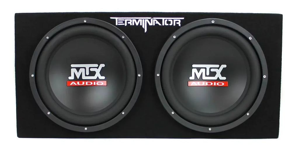MTX 12 Dual Loaded Car Subwoofer w/Sub Box, Amplifier, & QPower Wiring Kit