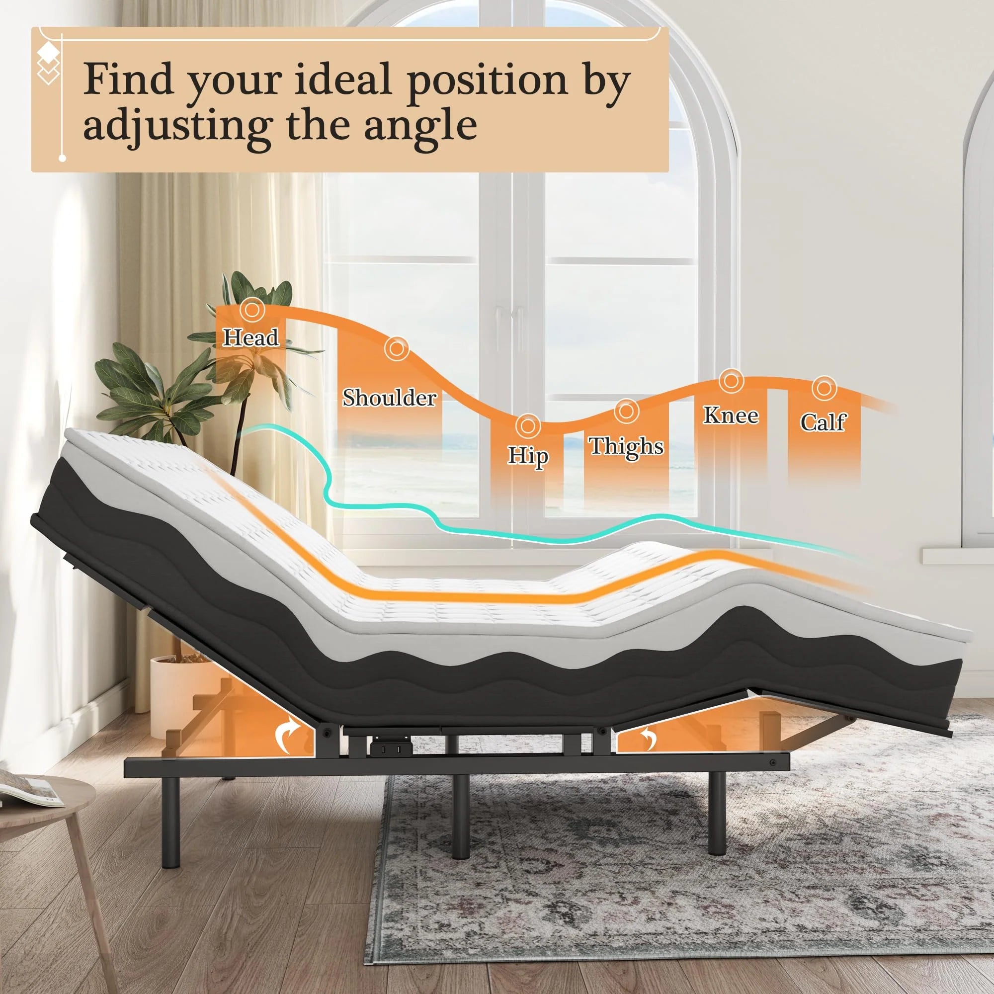 Adjustable Bed Frame -Wireless Remote -Memory Function -Adjustable Bed Base -Head and Foot Lift Incline -Zero Gravity -Quiet Motorfor Lying Down, Reading, Watching TV,Fatigue,BackacheFULL